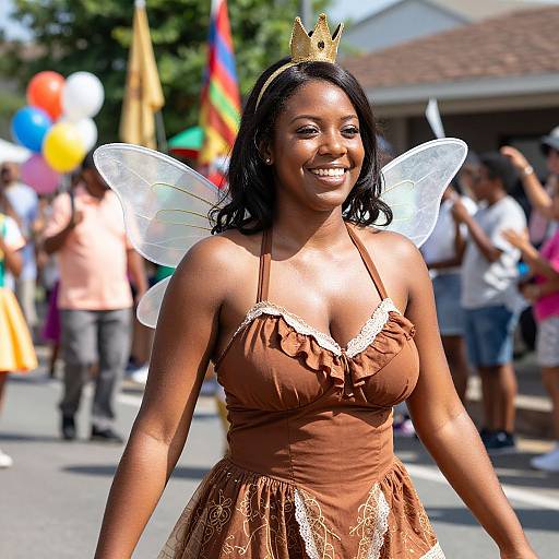 Joyful Fairy Woman at Festival Parade