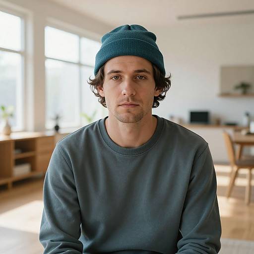 Minimalist Portrait of Thoughtful Man