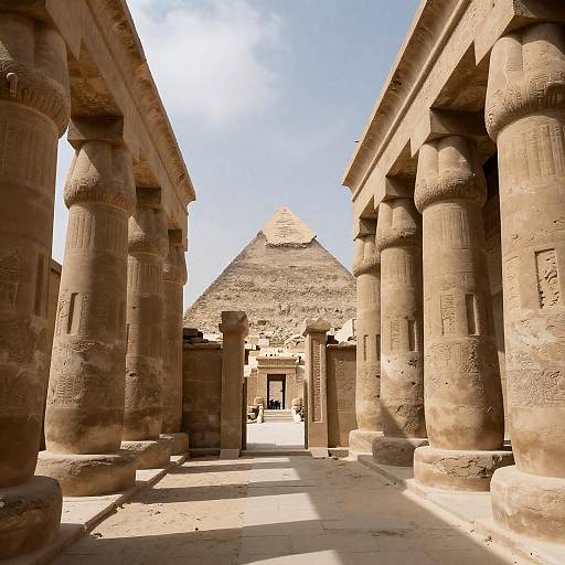 Sunlit Ancient Egyptian Temple Pathway