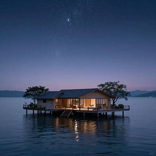 Ethereal Floating Sanctuary at Dusk