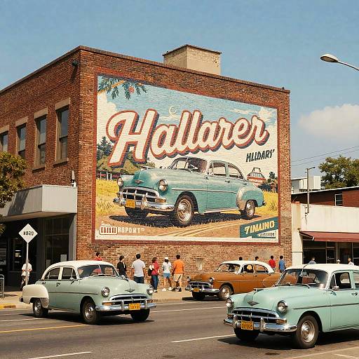Vintage Hand-Painted Urban Billboard Art