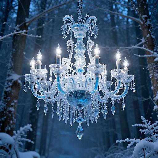 Ethereal Ice-Blue Cyberpunk Chandelier