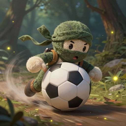 Plush Soccer Ball Ninja in Enchanted Forest