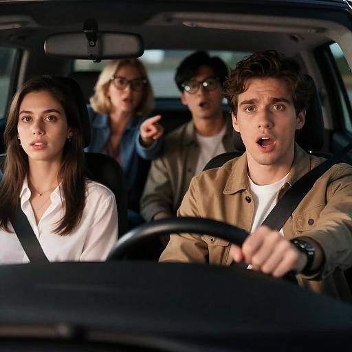 Nighttime Car Adventure with Friends