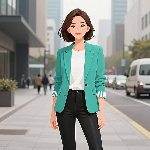 Smiling Woman in Vibrant Urban Style