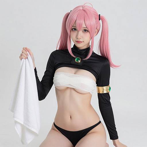 Cosplay Girl with Pink Twin-Tails