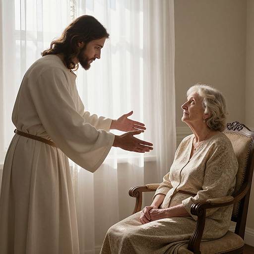 Jesus Comforting Elderly Woman