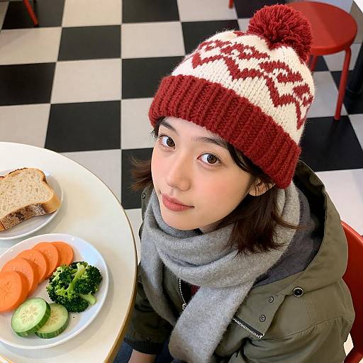 Overhead View of a Woman with Vegetables