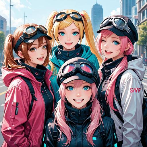 Playful Vocaloid Girls in Outdoors