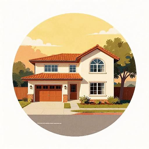 Retro Mid-Century Modern House Art