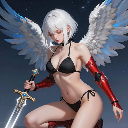 Courageous Warrior Beneath Starry Sky