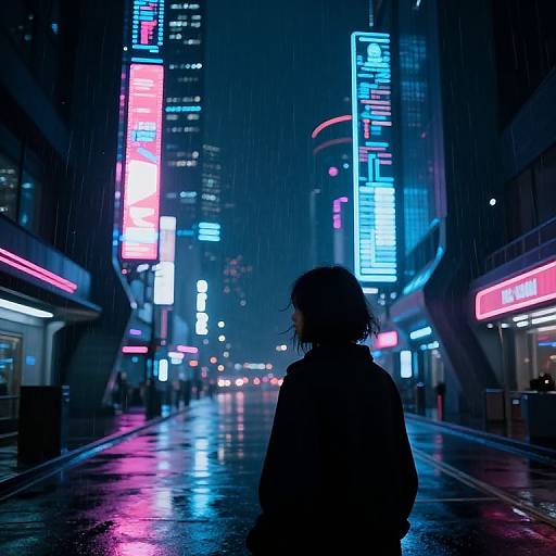 Cyberpunk Pixu in Neon City Night