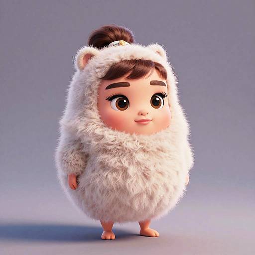 Cute Fluffy Cartoon Creature in Furry Costume
