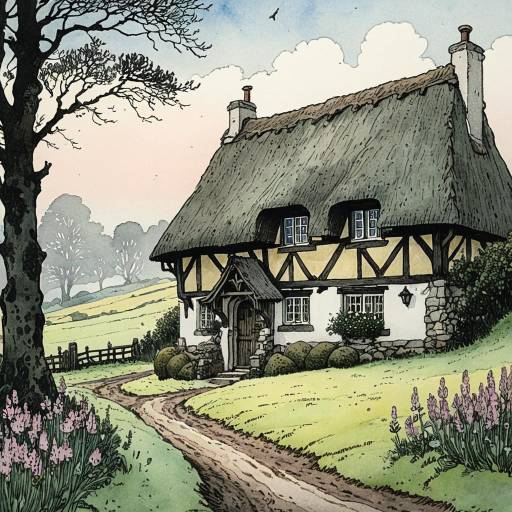 Charming Medieval European Cottage Illustration