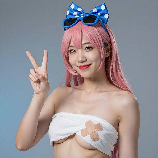 Portrait of Asian Woman with Pink Hair