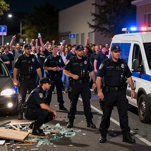 Intense Nighttime Street Chaos Scene