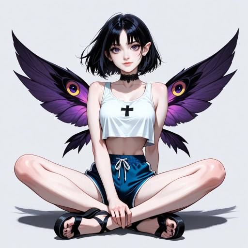 Gothic Fairy with Raven Hair and Violet Eyes