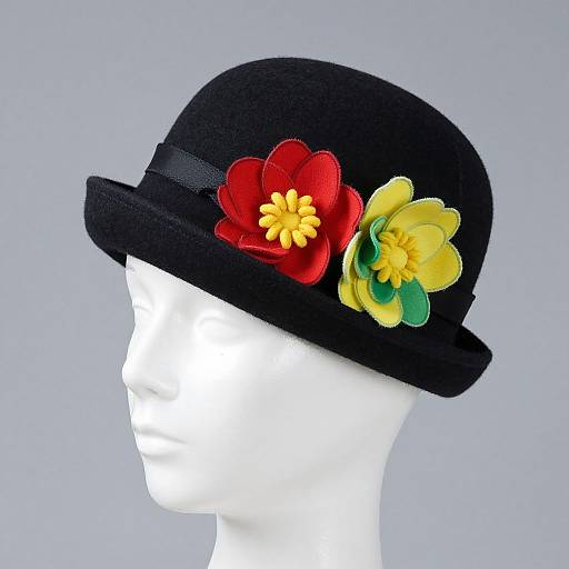 1940s Wool Tilt Hat with Flowers