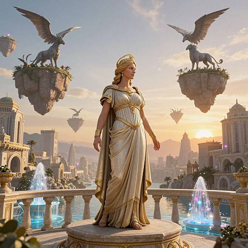 Empowered Roman Empress in Fantasy City