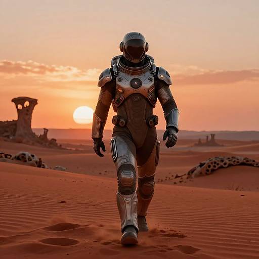 Alien Explorer in Twin Sunset Desert