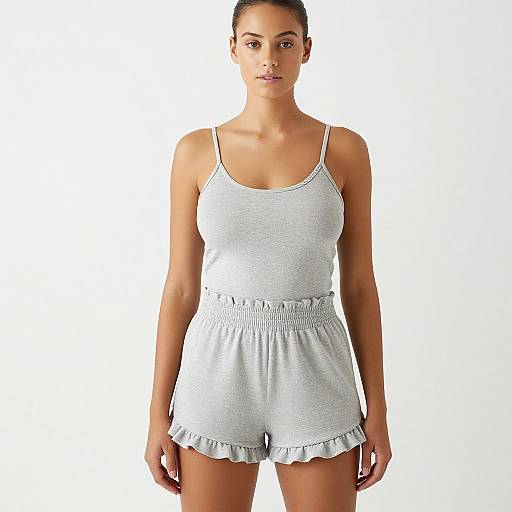 Minimalist Woman in Light Gray Outfit