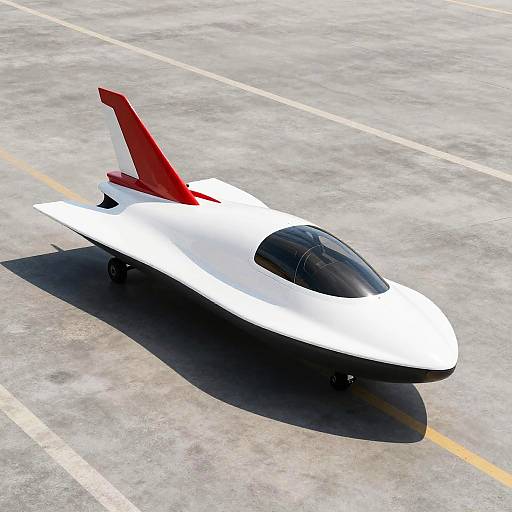 Sleek Futuristic White and Red Hovercraft