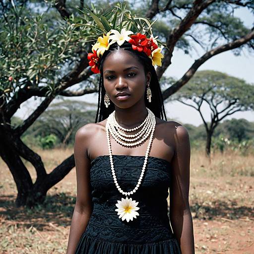 Zimbabwe National Costume with Floral Accents