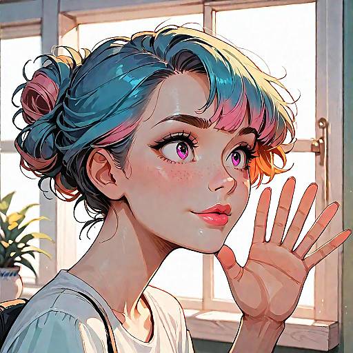 Intrigued Girl Embroidery Portrait