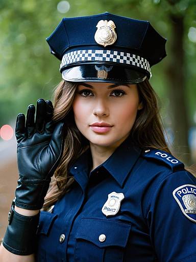 Realistic Policewoman Portrait in Uniform