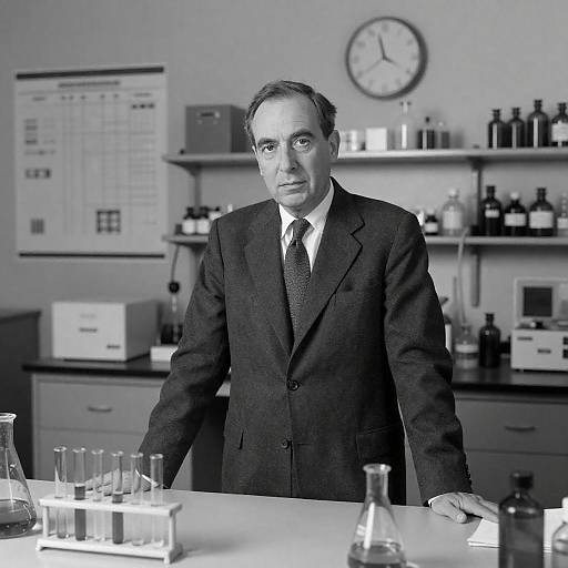 Serious Laboratory Portrait in Black and White