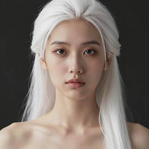 Hyperrealistic White-Haired German Full-Body Portrait