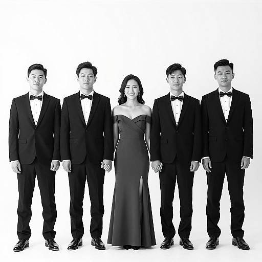 Elegant Group Portrait in Black and White