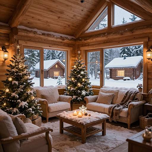 Cozy Winter Cabin Christmas Interior
