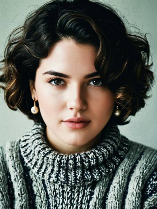 Woman Wearing Chunky Knit Sweater