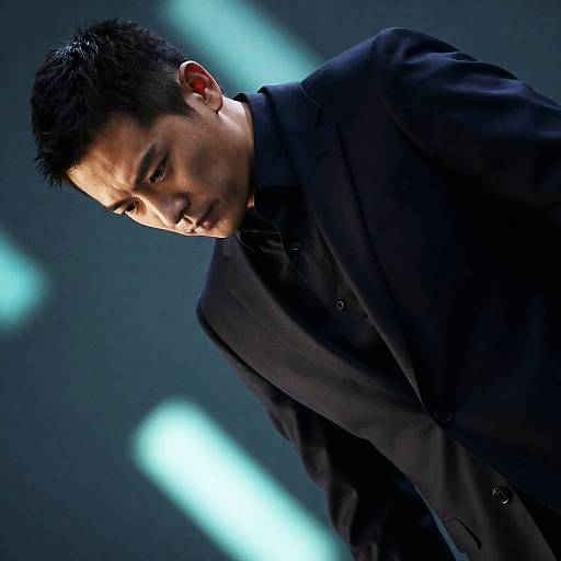 Intense Man in Dark Suit Portrait