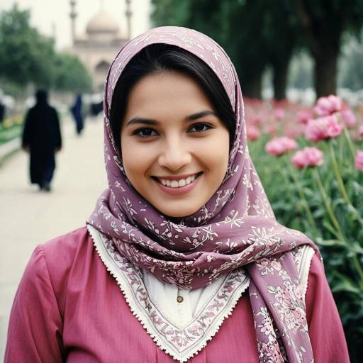 Smiling Woman in Islamic Wear Outdoors