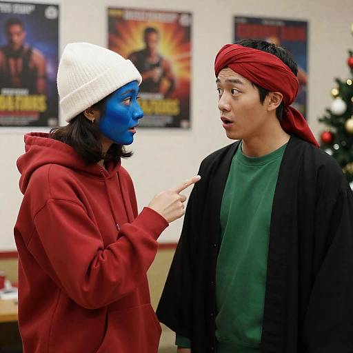 Surreal Encounter in a Colorful Room