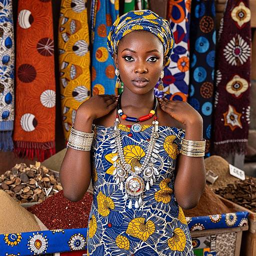 Guinea Woman in Vibrant Marketplace