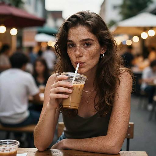 Stunning Freckled Woman at Night Market