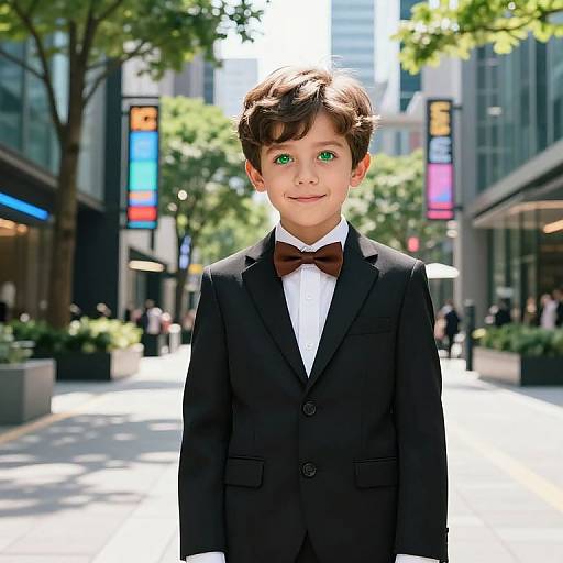 Confident Young Boy in Urban Scene
