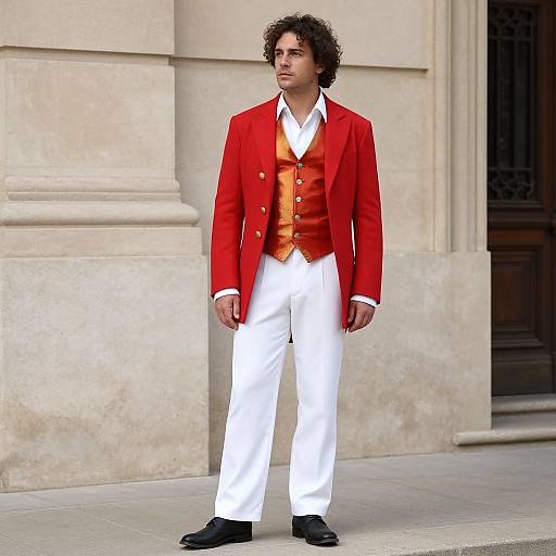 French Costume Man in Red Coat