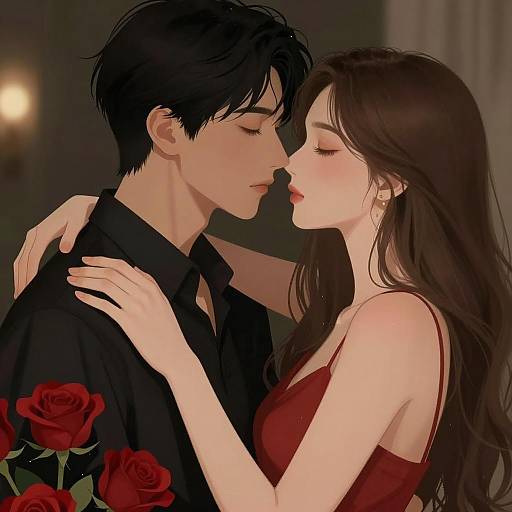 Romantic Couple Embrace Illustration