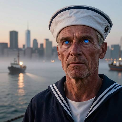 Twilight Portrait of Weathered Sailor