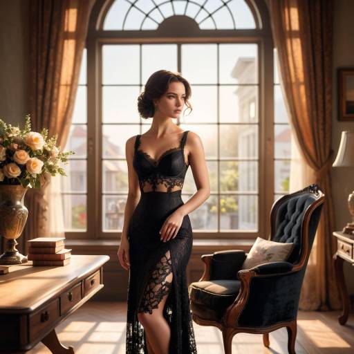 Elegant Indoor Portrait of Woman in Lingerie