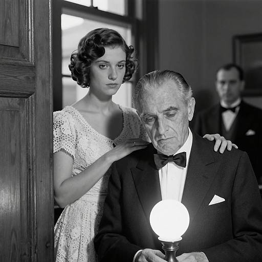 Elegant Two-Person Portrait in Black-and-White