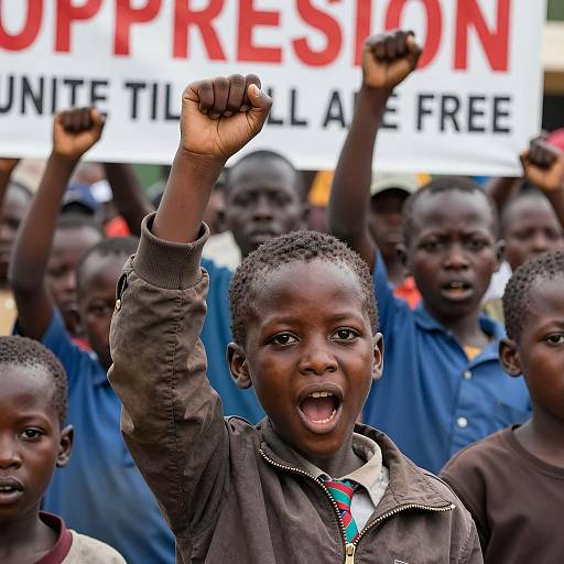 Vibrant Protest of African Children for Freedom