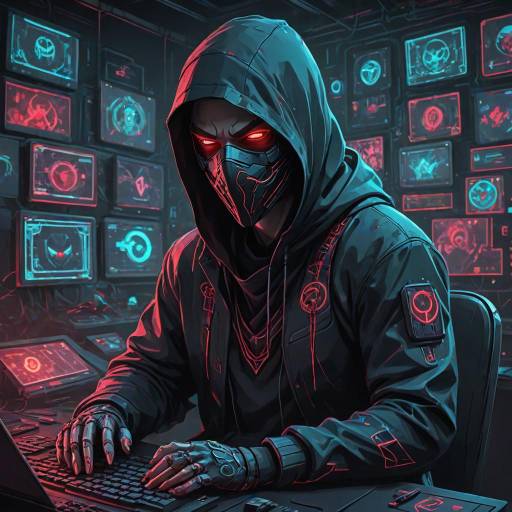 Intriguing Hacker Character in Dark Environment Intriguing Hacker Character in Dark Environment
