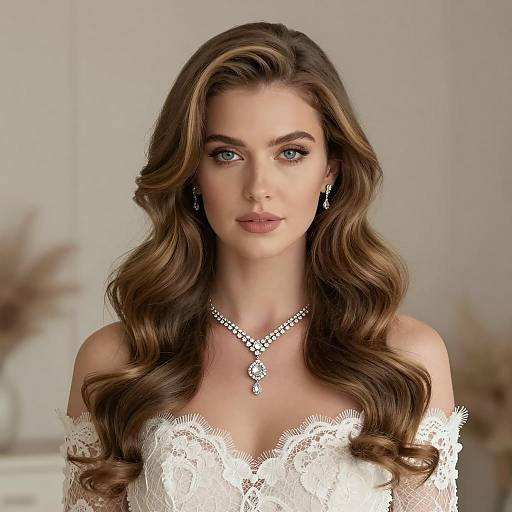 Elegant Bride with Long Wavy Hairstyle