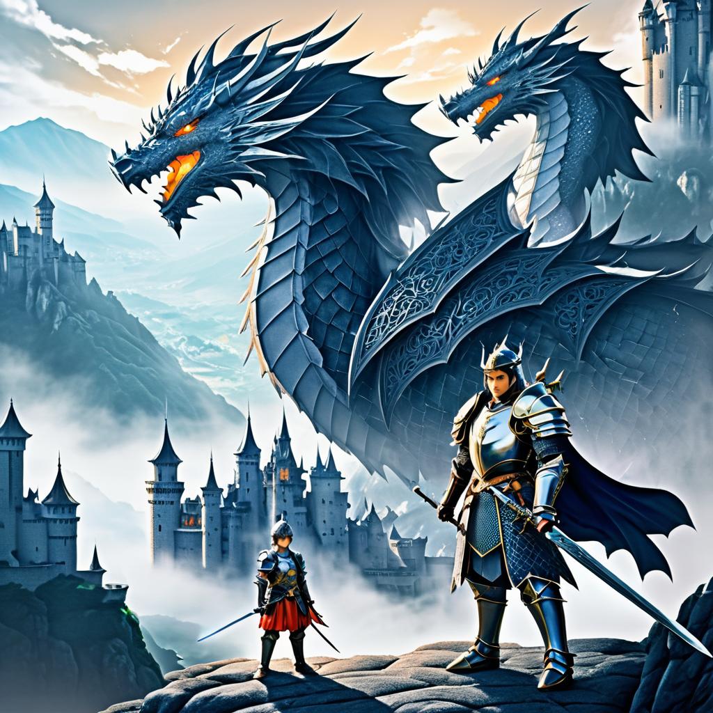 Knight and Dragon in Epic Fantasy Scene