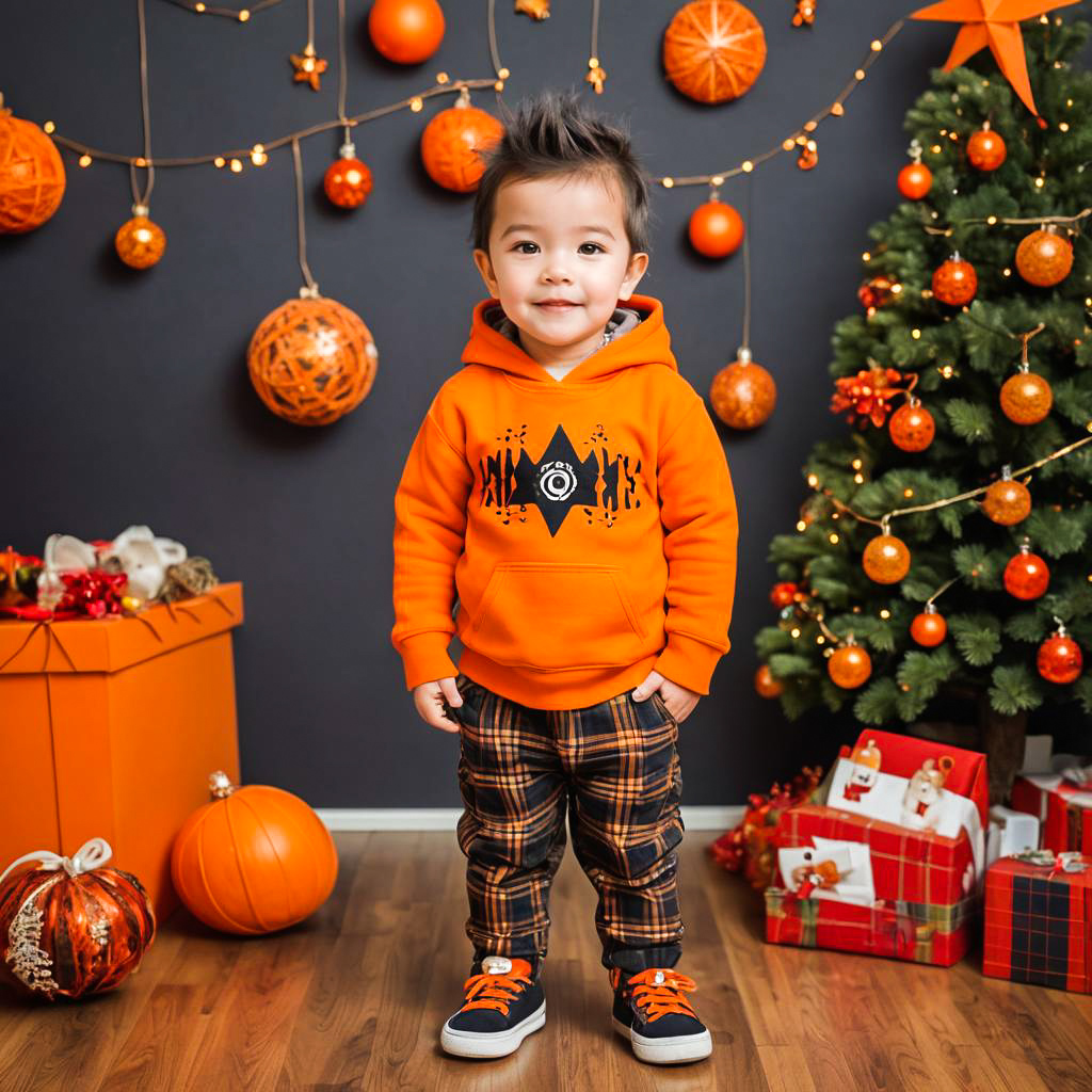 Festive Toddler Boy in Cozy Outfit